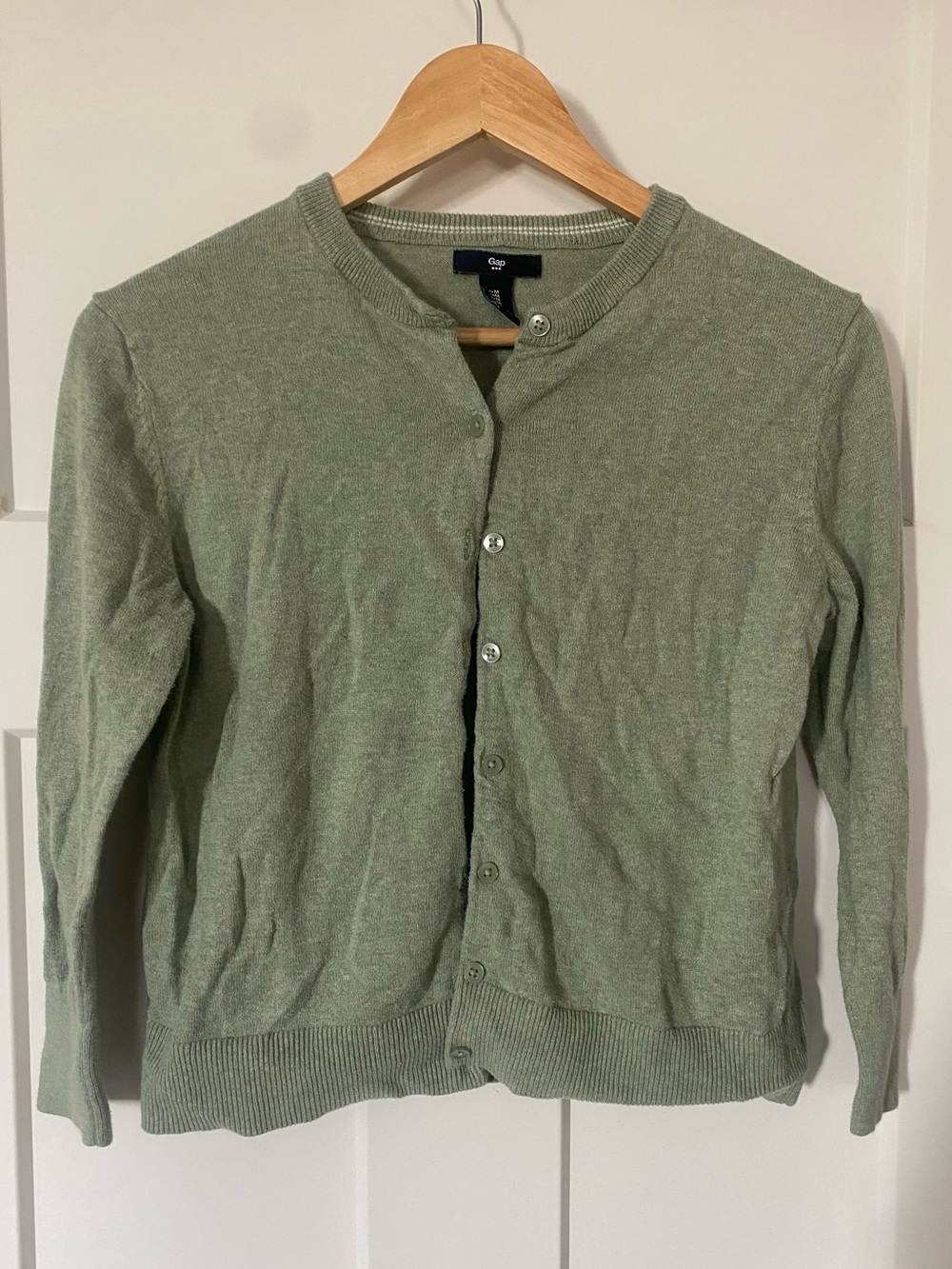 GAP Light Pistachio Green Button-Front Cardigan